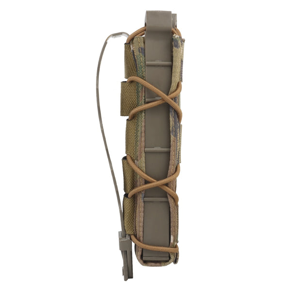 9mm Tactical Pistol Magazine Pouch MP5 Mags Bag Long Single MOLLE PALS Malice Clip Shock Cord Polymer Side Panel Hunting Tactical Vest Belt