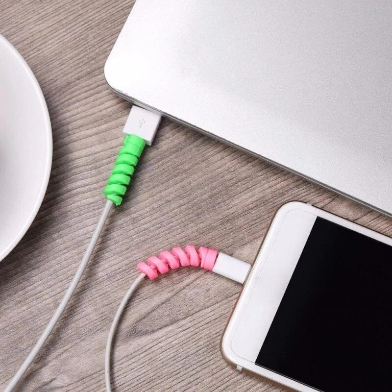 10pcs Cable Protector Silicone Data Cable Spiral Winder Wire Cord Organizer Cover for iphone USB Charger Cable Cord Accessory