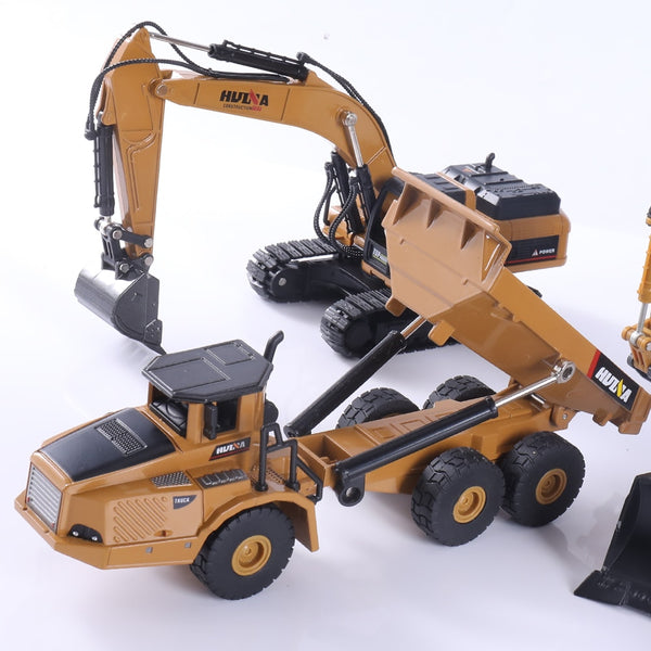 HUINA 1:50 Diecast Model Alloy simulation vehicle Car Die-Cast Dump Truck Bulldozer Wheel Loader Excavator kids toy collectables