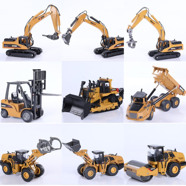 HUINA 1:50 Diecast Model Alloy simulation vehicle Car Die-Cast Dump Truck Bulldozer Wheel Loader Excavator kids toy collectables