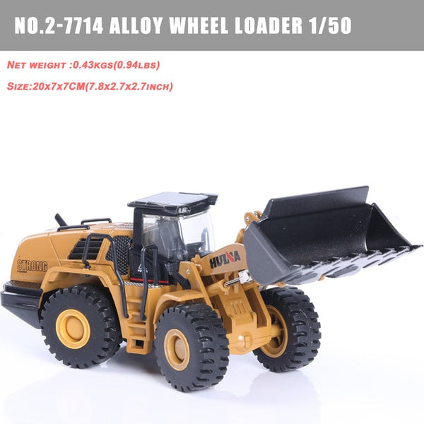 HUINA 1:50 Diecast Model Alloy simulation vehicle Car Die-Cast Dump Truck Bulldozer Wheel Loader Excavator kids toy collectables