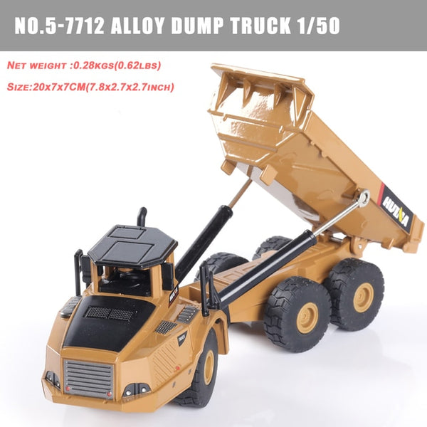 HUINA 1:50 Diecast Model Alloy simulation vehicle Car Die-Cast Dump Truck Bulldozer Wheel Loader Excavator kids toy collectables