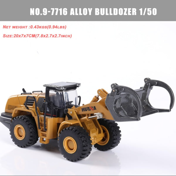 HUINA 1:50 Diecast Model Alloy simulation vehicle Car Die-Cast Dump Truck Bulldozer Wheel Loader Excavator kids toy collectables
