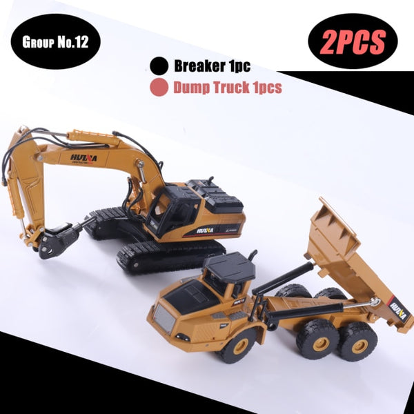 HUINA 1:50 Diecast Model Alloy simulation vehicle Car Die-Cast Dump Truck Bulldozer Wheel Loader Excavator kids toy collectables