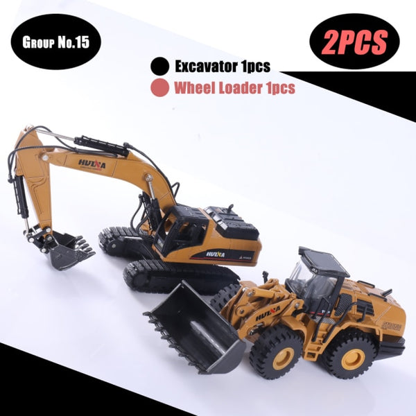 HUINA 1:50 Diecast Model Alloy simulation vehicle Car Die-Cast Dump Truck Bulldozer Wheel Loader Excavator kids toy collectables