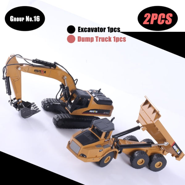 HUINA 1:50 Diecast Model Alloy simulation vehicle Car Die-Cast Dump Truck Bulldozer Wheel Loader Excavator kids toy collectables