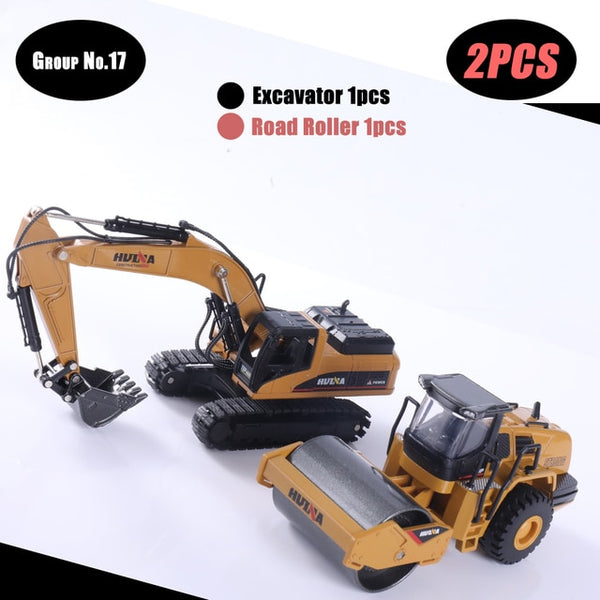 HUINA 1:50 Diecast Model Alloy simulation vehicle Car Die-Cast Dump Truck Bulldozer Wheel Loader Excavator kids toy collectables