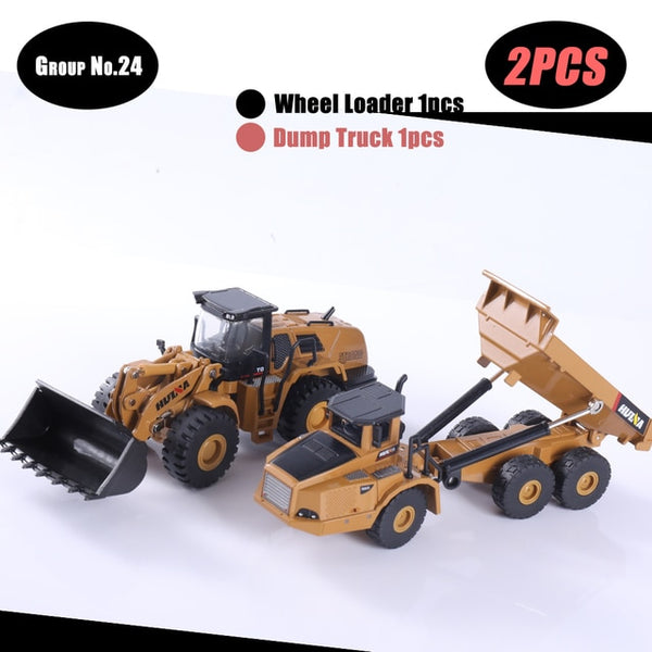 HUINA 1:50 Diecast Model Alloy simulation vehicle Car Die-Cast Dump Truck Bulldozer Wheel Loader Excavator kids toy collectables