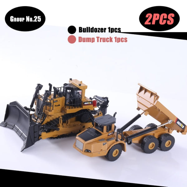 HUINA 1:50 Diecast Model Alloy simulation vehicle Car Die-Cast Dump Truck Bulldozer Wheel Loader Excavator kids toy collectables