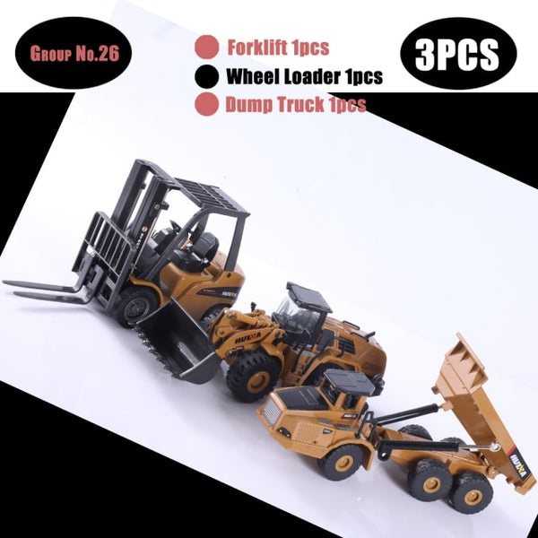 HUINA 1:50 Diecast Model Alloy simulation vehicle Car Die-Cast Dump Truck Bulldozer Wheel Loader Excavator kids toy collectables