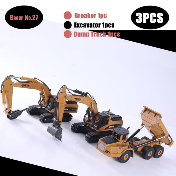 HUINA 1:50 Diecast Model Alloy simulation vehicle Car Die-Cast Dump Truck Bulldozer Wheel Loader Excavator kids toy collectables