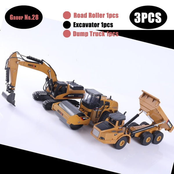 HUINA 1:50 Diecast Model Alloy simulation vehicle Car Die-Cast Dump Truck Bulldozer Wheel Loader Excavator kids toy collectables