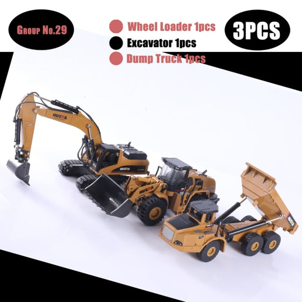 HUINA 1:50 Diecast Model Alloy simulation vehicle Car Die-Cast Dump Truck Bulldozer Wheel Loader Excavator kids toy collectables