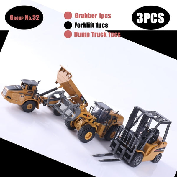 HUINA 1:50 Diecast Model Alloy simulation vehicle Car Die-Cast Dump Truck Bulldozer Wheel Loader Excavator kids toy collectables