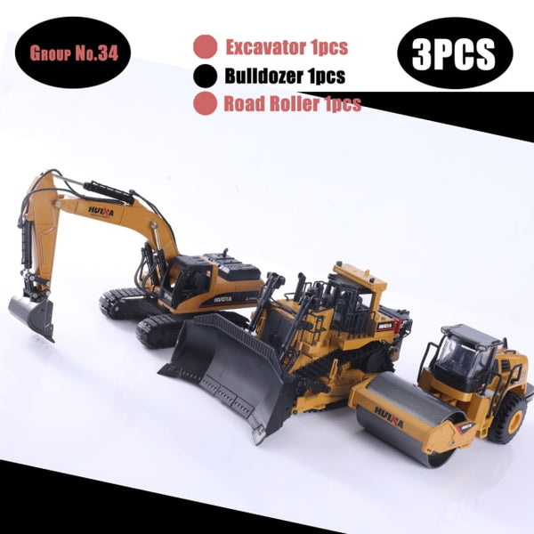 HUINA 1:50 Diecast Model Alloy simulation vehicle Car Die-Cast Dump Truck Bulldozer Wheel Loader Excavator kids toy collectables