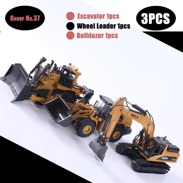 HUINA 1:50 Diecast Model Alloy simulation vehicle Car Die-Cast Dump Truck Bulldozer Wheel Loader Excavator kids toy collectables