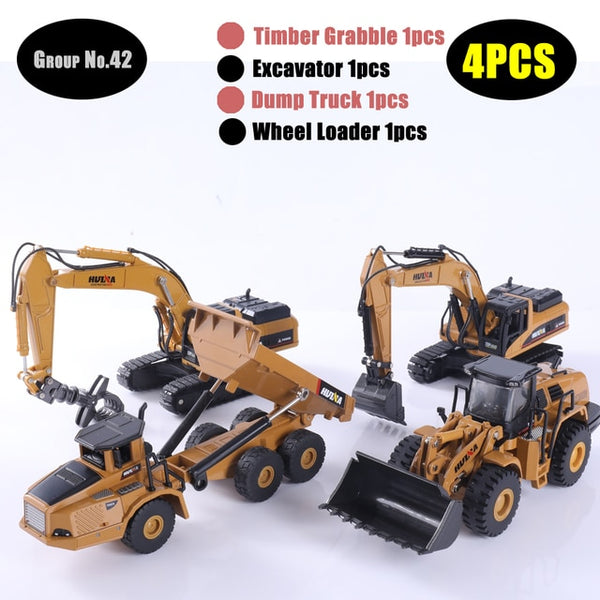 HUINA 1:50 Diecast Model Alloy simulation vehicle Car Die-Cast Dump Truck Bulldozer Wheel Loader Excavator kids toy collectables