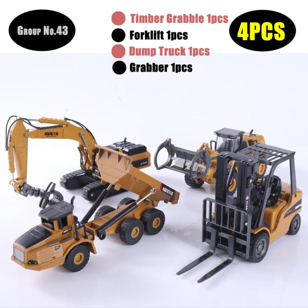 HUINA 1:50 Diecast Model Alloy simulation vehicle Car Die-Cast Dump Truck Bulldozer Wheel Loader Excavator kids toy collectables
