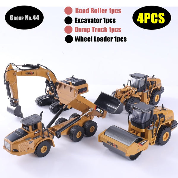 HUINA 1:50 Diecast Model Alloy simulation vehicle Car Die-Cast Dump Truck Bulldozer Wheel Loader Excavator kids toy collectables