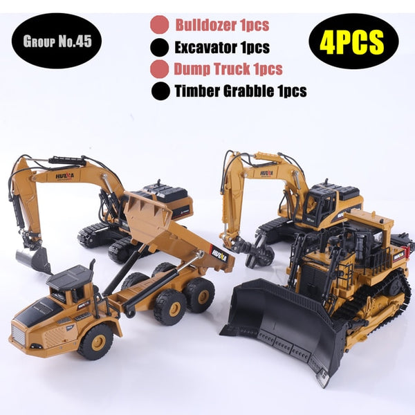 HUINA 1:50 Diecast Model Alloy simulation vehicle Car Die-Cast Dump Truck Bulldozer Wheel Loader Excavator kids toy collectables