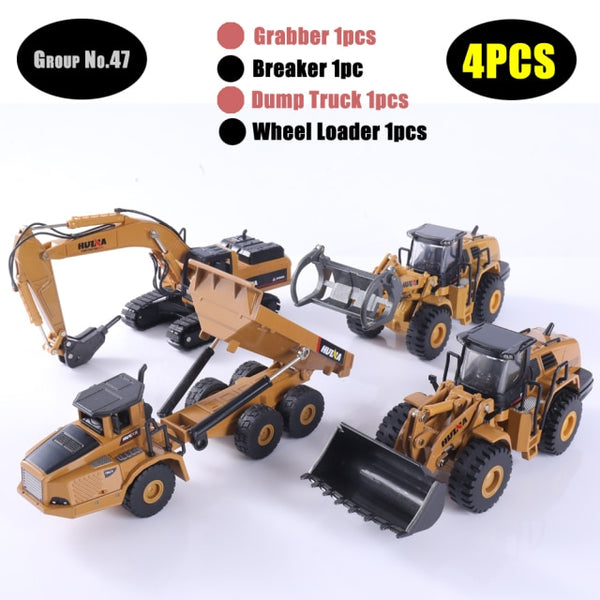 HUINA 1:50 Diecast Model Alloy simulation vehicle Car Die-Cast Dump Truck Bulldozer Wheel Loader Excavator kids toy collectables