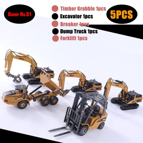 HUINA 1:50 Diecast Model Alloy simulation vehicle Car Die-Cast Dump Truck Bulldozer Wheel Loader Excavator kids toy collectables
