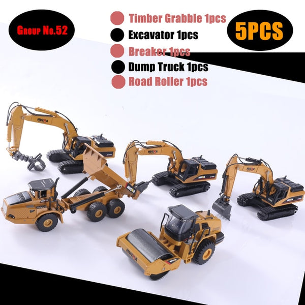 HUINA 1:50 Diecast Model Alloy simulation vehicle Car Die-Cast Dump Truck Bulldozer Wheel Loader Excavator kids toy collectables