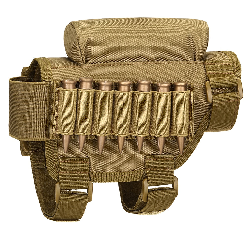 Adjustable Tactical ButtStock Rifle Cheek Rest Pouch Bullet Holder Nylon Riser Pad Ammo Cartridges Bag gel blaster shell M870