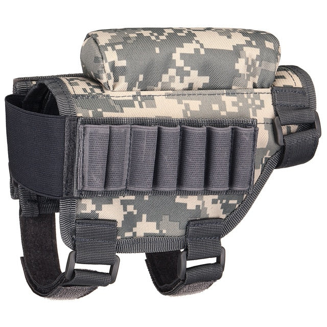 Adjustable Tactical ButtStock Rifle Cheek Rest Pouch Bullet Holder Nylon Riser Pad Ammo Cartridges Bag gel blaster shell M870