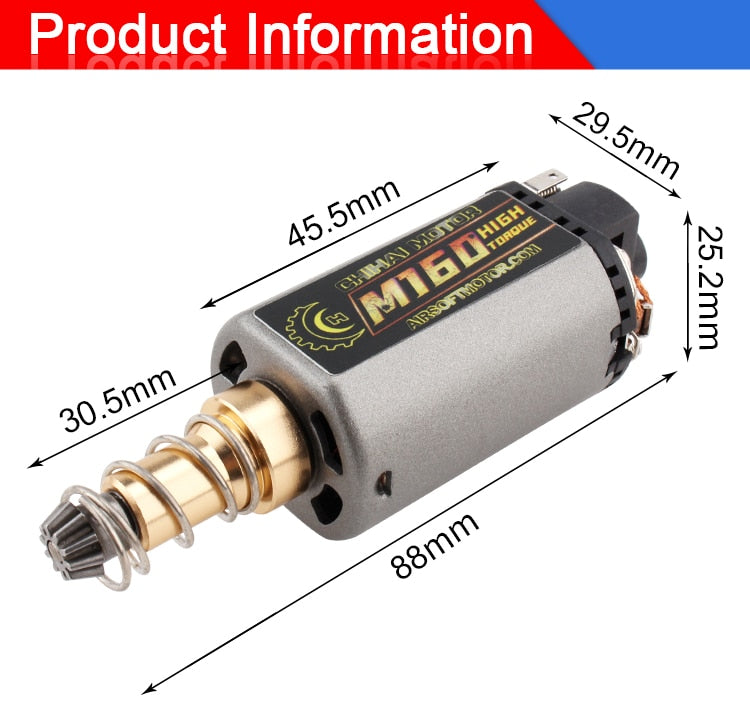 CHIHAI MOTOR M120/140/160 High Torque/ High Speed Motor AEG/ EBB Motor Long sharft for Airsoft M4/MP5 M16 G3 P90 AK